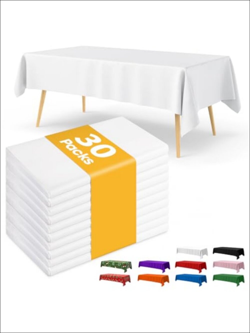 30 Pack Disposable Plastic Tablecloths 54x108 for 6FT Tables Party